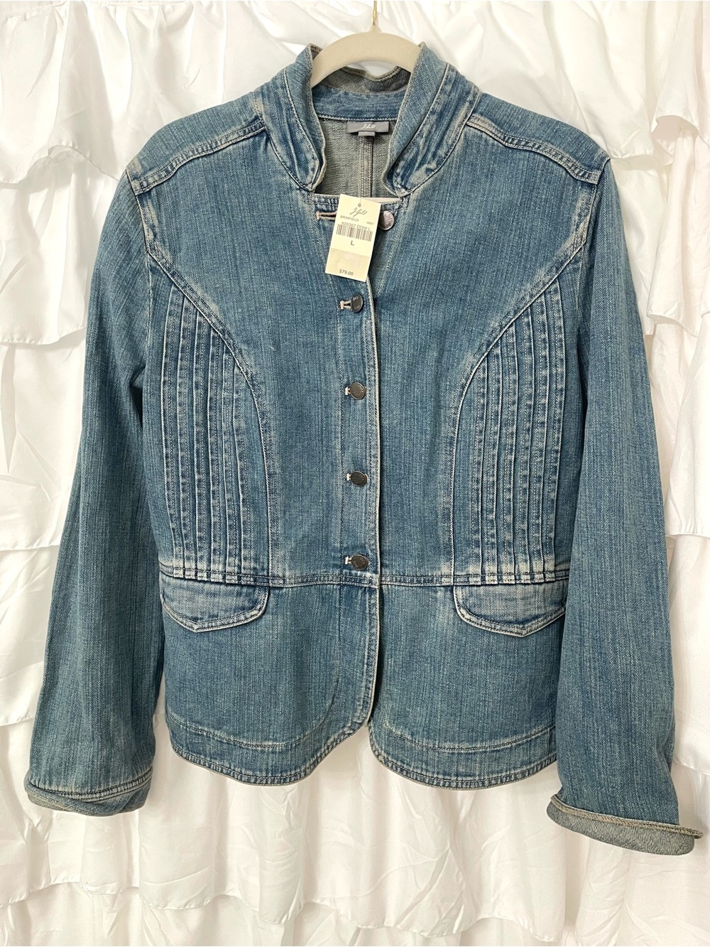 NWT J. Jill Light Blue Denim Pintuck Jacket
